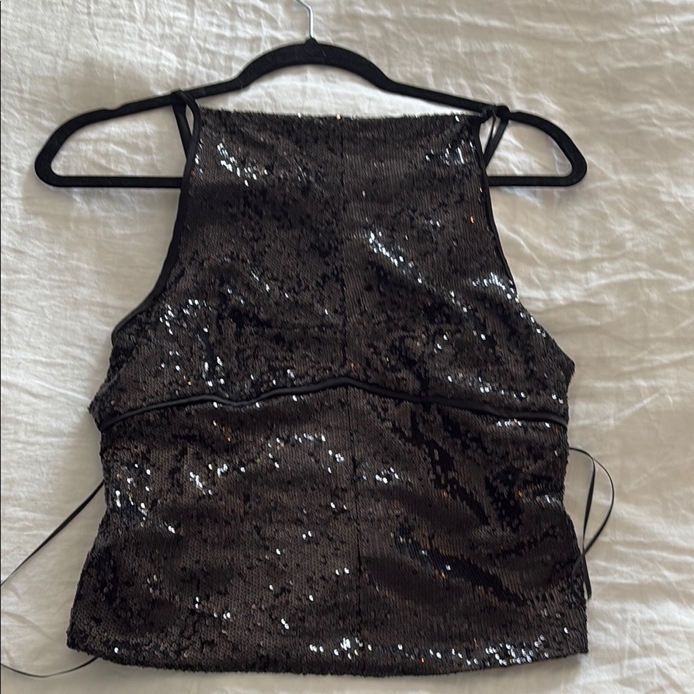 Free People Black Sequin Camisole